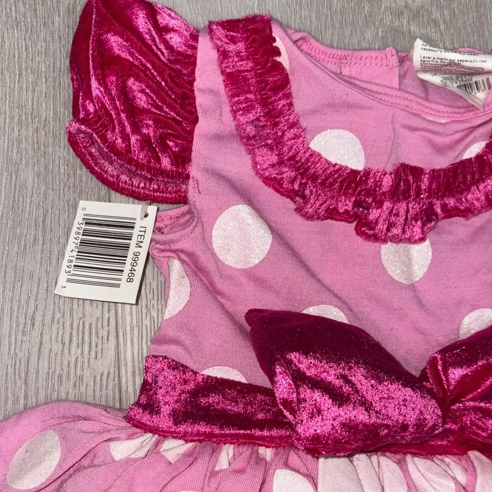 240. Disney Pink and White Polka Dot Baby Costume Size 12-18 Months